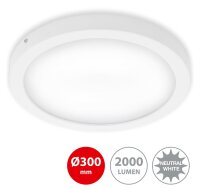 LED Deckenleuchte Fire, Weiß, 21 Watt, 4000K, Ø 30 cm – Briloner