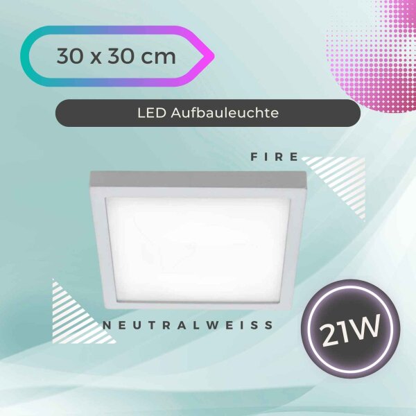 LED Deckenleuchte Fire, Chrom matt, 21 Watt, 4000K, 30 x 30 x 3,2 cm – Briloner
