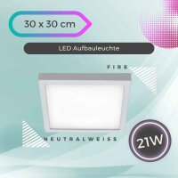 LED Deckenleuchte Fire, Chrom matt, 21 Watt, 30 x 30 x...