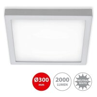 LED Deckenleuchte Fire, Chrom matt, 21 Watt, 4000K, 30 x 30 x 3,2 cm – Briloner