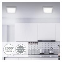 LED Deckenleuchte Fire, Chrom matt, 21 Watt, 4000K, 30 x 30 x 3,2 cm – Briloner