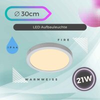 LED Deckenleuchte Fire, Chrom-matt, 21 Watt, IP44,...