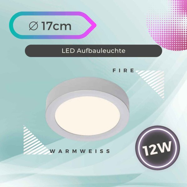 LED Deckenleuchte Fire, Chrom matt, 12 Watt, Ø 17 cm – Briloner
