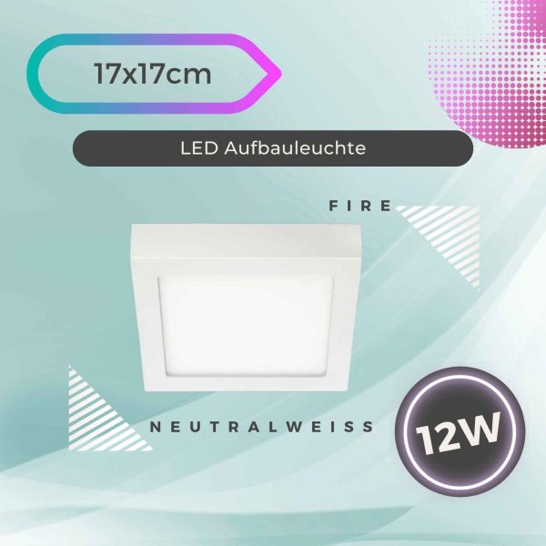 Deckenleuchte Briloner Fire LED 12W weiß Deckenlampe eckig neutralweiß