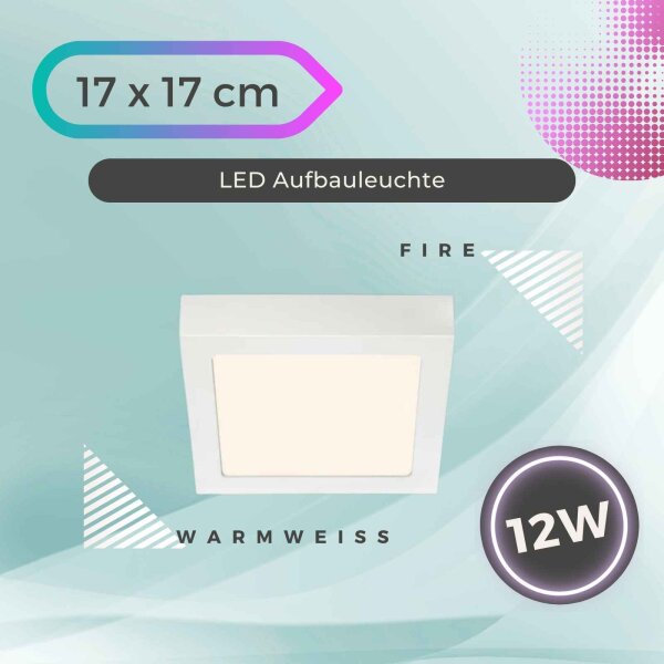 LED Deckenleuchte Fire, Weiß, 12 Watt, 3000K, 17 x 17 x 3,2 cm – Briloner
