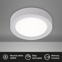 Briloner Fire LED 12W Deckenlampe Neutralweiß Ø17cm Chrom-Matt Stufendimmbar