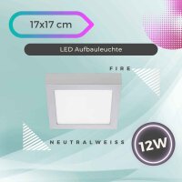 LED Deckenlampe Fire, Silber, 12 Watt, 4000K, 17 x 17 x...
