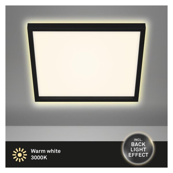 Deckenleuchte Briloner LED 22Watt Schwarz Eckig Deckenlampe backlight