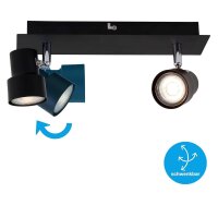 2-flammiger Deckenstrahler Rock, Schwarz, 2x5W, schwenkbar, 29 x 12 cm – Briloner