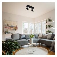 Briloner  Rock LED Deckenlampe 2-flammig Spot Schwenkbar Strahler Schwarz