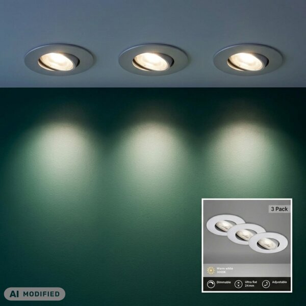 Einbauleuchte Briloner Nava LED Einbaulampe 3er Set Dimmbar Schwenkbar 5W Chrom-Matt