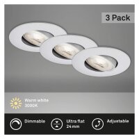 LED Einbaulampen Nava, Chrom-Matt, Bohrloch 6,8 cm, 3x5W, 3000K, dimmbar, schwenkbar – Briloner