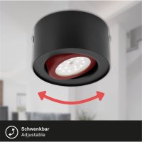 Briloner  Tube LED Deckenlampe Schwenkbar Rund Aufbauleuchte 5W Schwarz