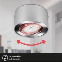 B-Kartonage Briloner  Tube LED Deckenlampe Schwenkbar Rund Aufbauleuchte 5W Silberfarbig