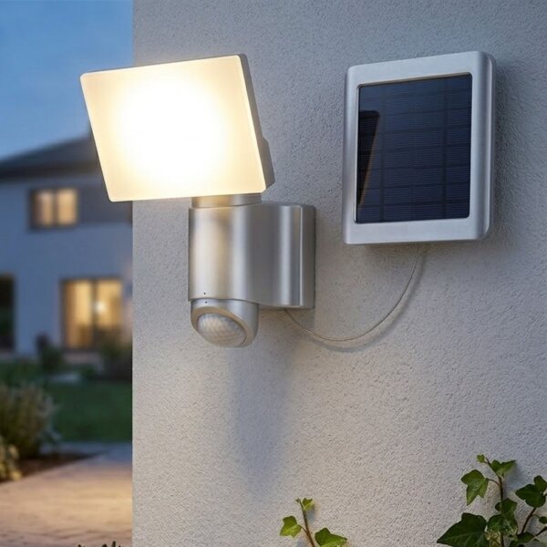 Telefunken  LED Außenlampe Solarleuchte Sensor IP44 6W Bewegungsmelder Silber