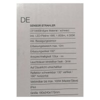 Telefunken  LED Außenlampe 16W Sensor Wandleuchte IP44 Bewegungsmelder Schwarz