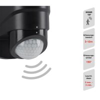 Telefunken  LED Außenlampe 16W Sensor Wandleuchte IP44 Bewegungsmelder Schwarz