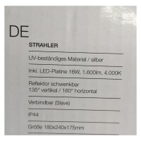Telefunken  Strahler LED Außenlampe 16W IP44 Wandleuchte Schwenkbar Eckig Silber