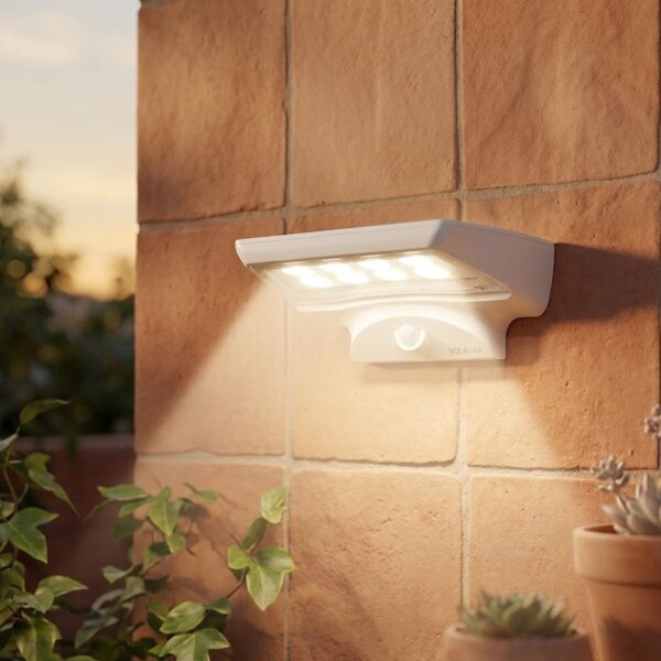 Telefunken  LED Außenlampe 4W Solar Sensor Wandleuchte IP44 Bewegungsmelder Weiß