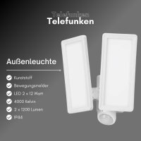 B-Kartonage Au&szlig;enleuchte Telefunken LED mit Bewegungsmelder Wei&szlig; Au&szlig;enlampe