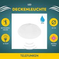 Telefunken  Deckenlampe 15W Sensor IP44 Bewegungsmelder...