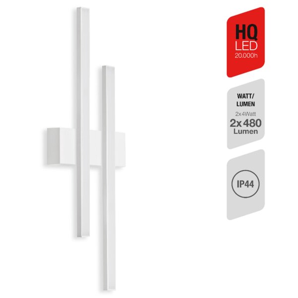 Telefunken LED Außenwandleuchte 8W 2-flammig IP44 Weiß