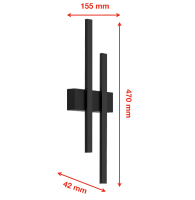 Telefunken  Graz LED 8W Außenlampe IP44 Außenwandlampe 2-flg. Schwarz