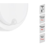 Telefunken LED Außenwandleuchte 12W Bewegungsmelder Rund IP44 Weiß