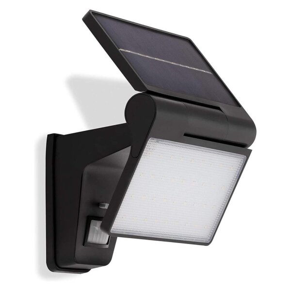 Telefunken  LED Außenlampe 3W Solar Sensor Wandleuchte Bewegungssensor Eckig Schwarz