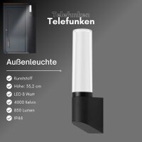 Telefunken LED Außenwandleuchte 8W IP44 Schwarz