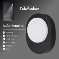 Telefunken LED Außenwandleuchte 8W IP44 Schwarz