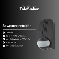 Telefunken  Bewegungsmelder Eckmontage 180° 12m Schwarz