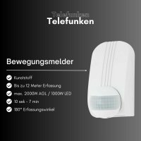 Telefunken  Bewegungsmelder Eckmontage 180° 12m Weiß