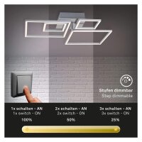 Briloner LED Deckenleuchte Frame Alu Chrom 65x52cm 44W Dimmbar Switch-Dimmer Warmweiß
