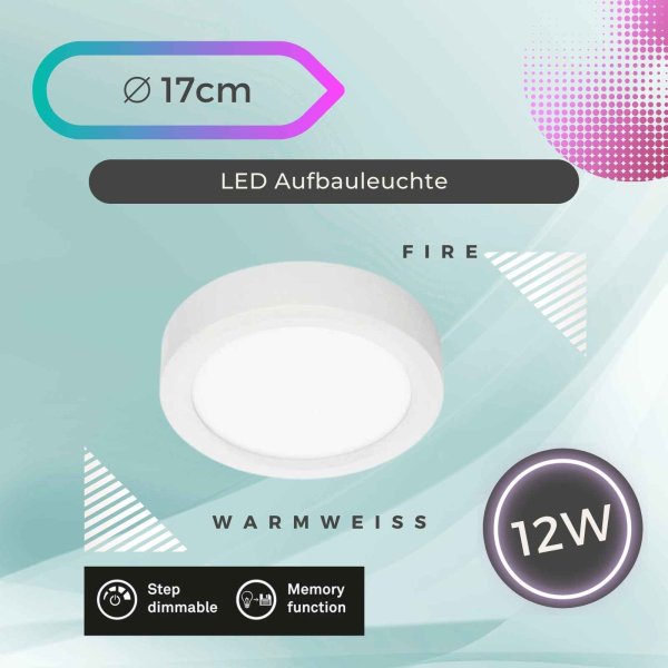 B-Kartonage Briloner  Fire LED Deckenlampe Warmweiß Weiß Stufendimmbar