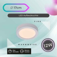 LED Deckenleuchte Fire, Chrom-Matt, 12 Watt, dimmbar,...