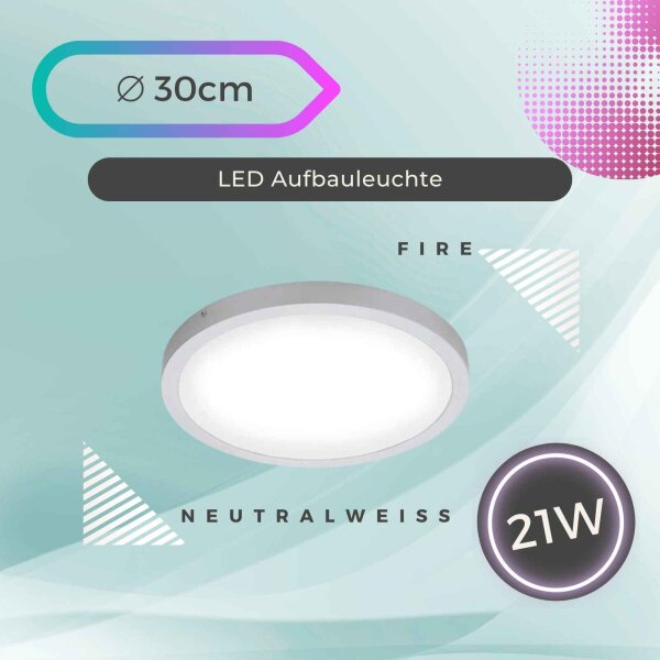 LED Deckenleuchte Fire, Chrom matt, 21 Watt, 4000K, Ø 30 cm – Briloner