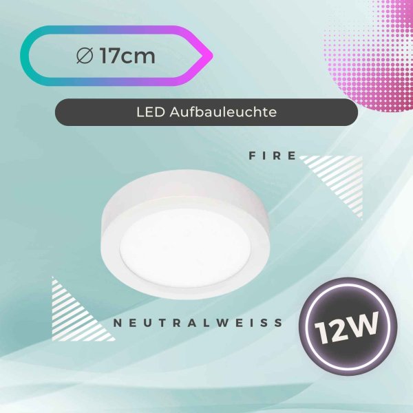 Deckenleuchte Briloner Fire Weiß LED 12W Deckenlampe Ø17cm Neutralweiß