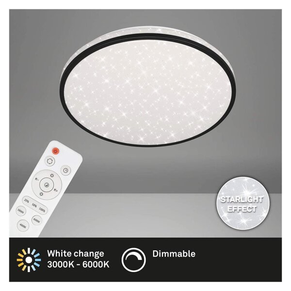 LED Deckenleuchte Skizo, Schwarz, 24 Watt, dimmbar, mit Fernbedienung – Briloner