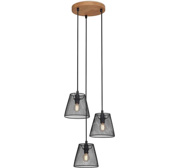 Briloner Taunus Hängelampe 125,5cm 3-flammig Holz Schwarz