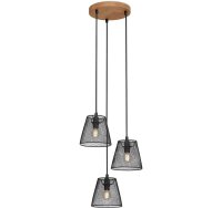 3-flammige Pendelleuchte Taunus, Schwarz / Braun, 3 x E14 max. 40W, Ø 21 cm – Briloner