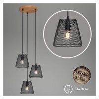 3-flammige Pendelleuchte Taunus, Schwarz / Braun, 3 x E14 max. 40W, Ø 21 cm – Briloner