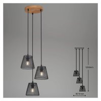 Briloner Taunus Hängelampe 125,5cm 3-flammig Holz Schwarz