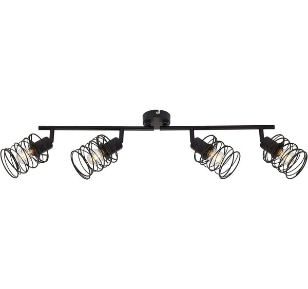 4-flammiger Deckenspot Krusel, Schwarz, 4x40W, E14-Fassung, 68 x 13 cm – Briloner