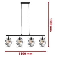 4-flammige Pendelleuchte Swirl, Schwarz, 4 x E27 max. 60W (exkl.), 110 x 130 cm – Briloner