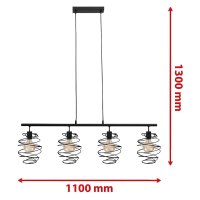 Briloner  Swirl Hängelampe 4-flammig 130cm Metall Schwarz