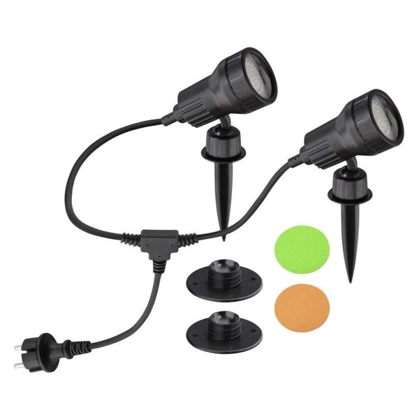 Außenleuchte Briloner LED Außenlampe 2er Set Spießleuchte Diffusorscheiben GU10 Gartenstrahler Schwarz