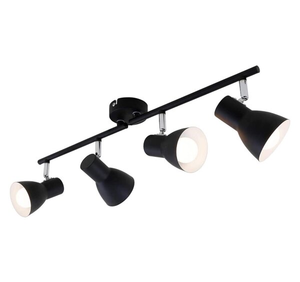 4-flammiger Deckenspot Cup, Schwarz, 4x25W, E14-Fassung, schwenkbar, 60,5 x 15 cm – Briloner