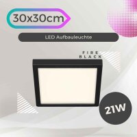 Briloner  Fire Black LED Eckig 21 Watt LED 30 x 30 cm 4000K