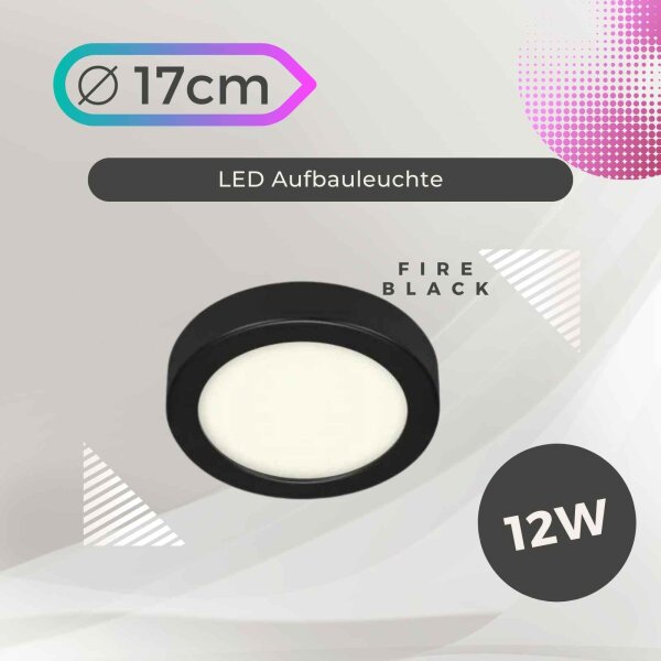 LED Deckenleuchte Fire Black, Schwarz, 12 Watt, Ø 17 cm – Briloner